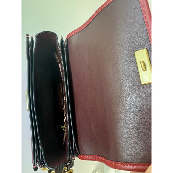Coach Rogue Top Handle Bag in Brick Red With Card case and charm - Picture 14 of 15